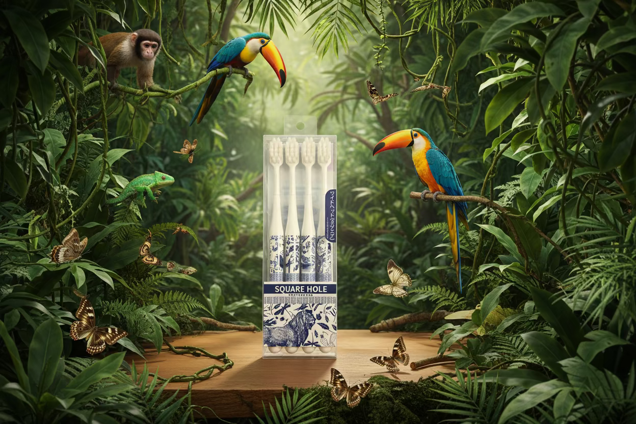 Square Hole Japanese Toothbrush 4pcs $10.99